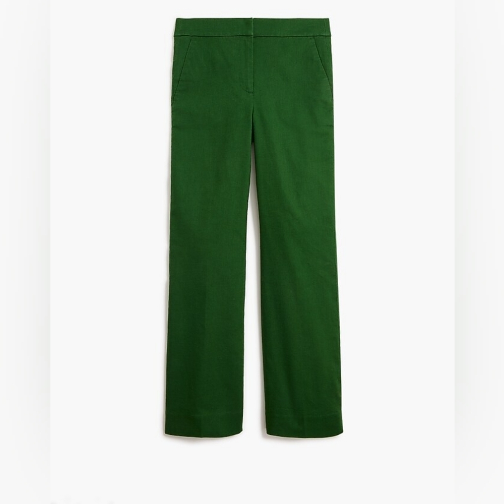 J. Crew Factory Kelsey Vibrant Green Crop Flare Linen Blend Pants Size 6